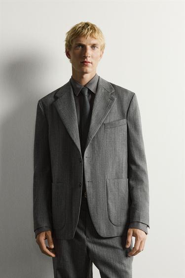 КОСТЮМНЫЙ БЛЕЙЗЕР RELAXED FIT ИЗ 100% ШЕРСТИ — АНТРАЦИТОВО-СЕРЫЙ от Zara