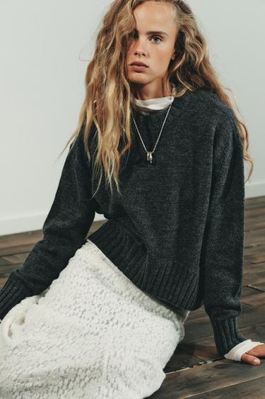 RIBBED KNIT SWEATER - Grey marl by Zara