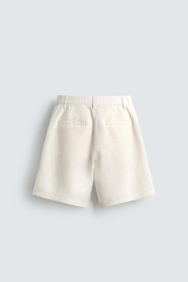 REGULAR FIT HEMP - COTTON BERMUDA SHORTS - White by Zara - Image 6