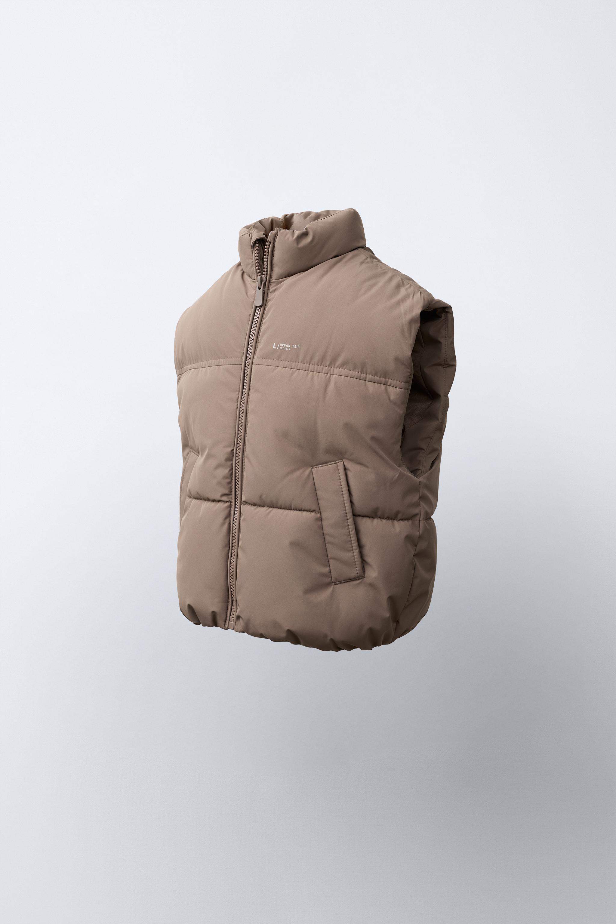 撥水加工入りパフベスト - ブラウン/モール | ZARA Japan / 日本