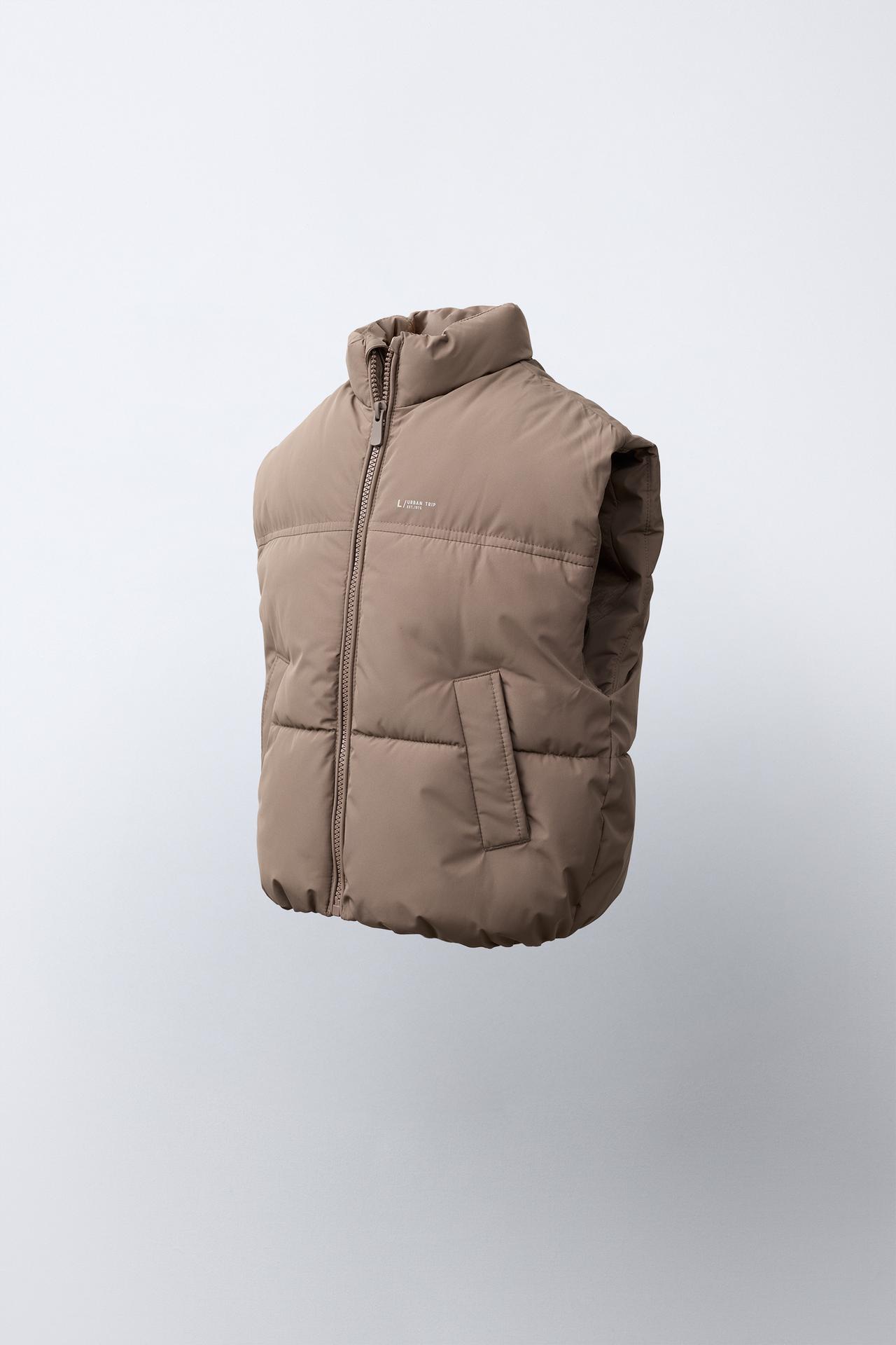 WATER REPELLENT PADDED VEST — Brown / Taupe