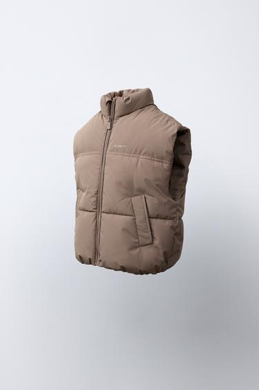 WATER REPELLENT PADDED VEST — Brown / Taupe 2