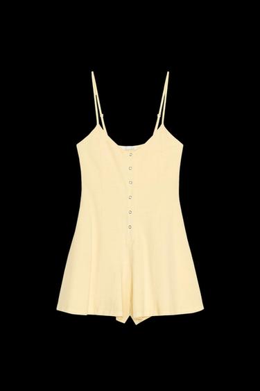COTTON STRAPPY JUMPSUIT - Yellow by Zara - Image 0