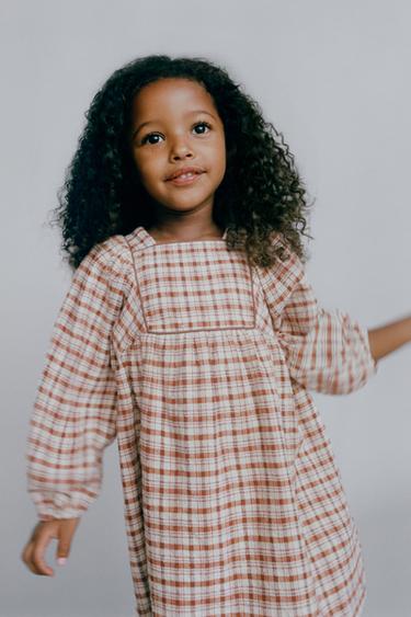 ROBE À CARREAUX - rouille-foncé de Zara