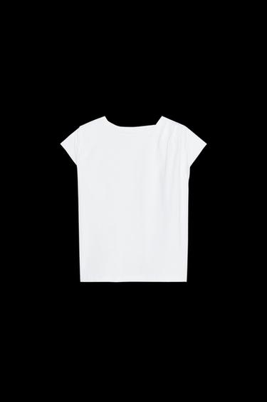 Zara RUFFLE SHOULDER T-SHIRT - White - Image 0