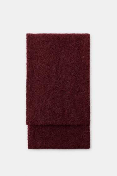 PLAIN KNIT SCARF - Burgundy by Zara