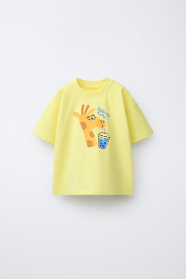 ФУТБОЛКА З ПРИНТОМ ЖИРАФА - Світло-жовтий Zara