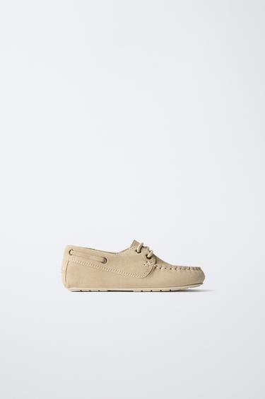 LEATHER DECK SHOES - Sand Brown by Zara