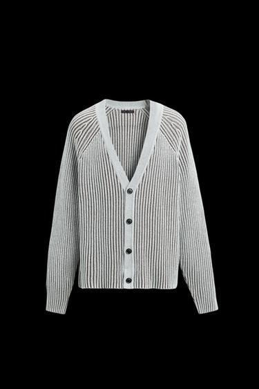 GESTREIFTE RIPP-STRICKJACKE - Blau von Zara - Bild 0