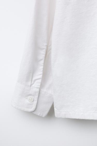CHEMISE EN FLANELLE À POCHE - Blanc de Zara - Image 3
