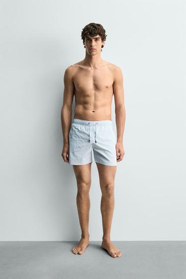 MAILLOT DE BAIN MI-LONG À RAYURES - Bleu ciel de Zara - Image 0