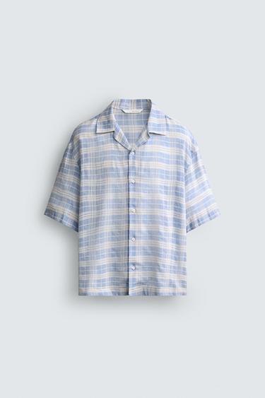 ÁO SƠ MI HỌA TIẾT JACQUARD KẺ Ô - Xanh dương/Trắng từ Zara