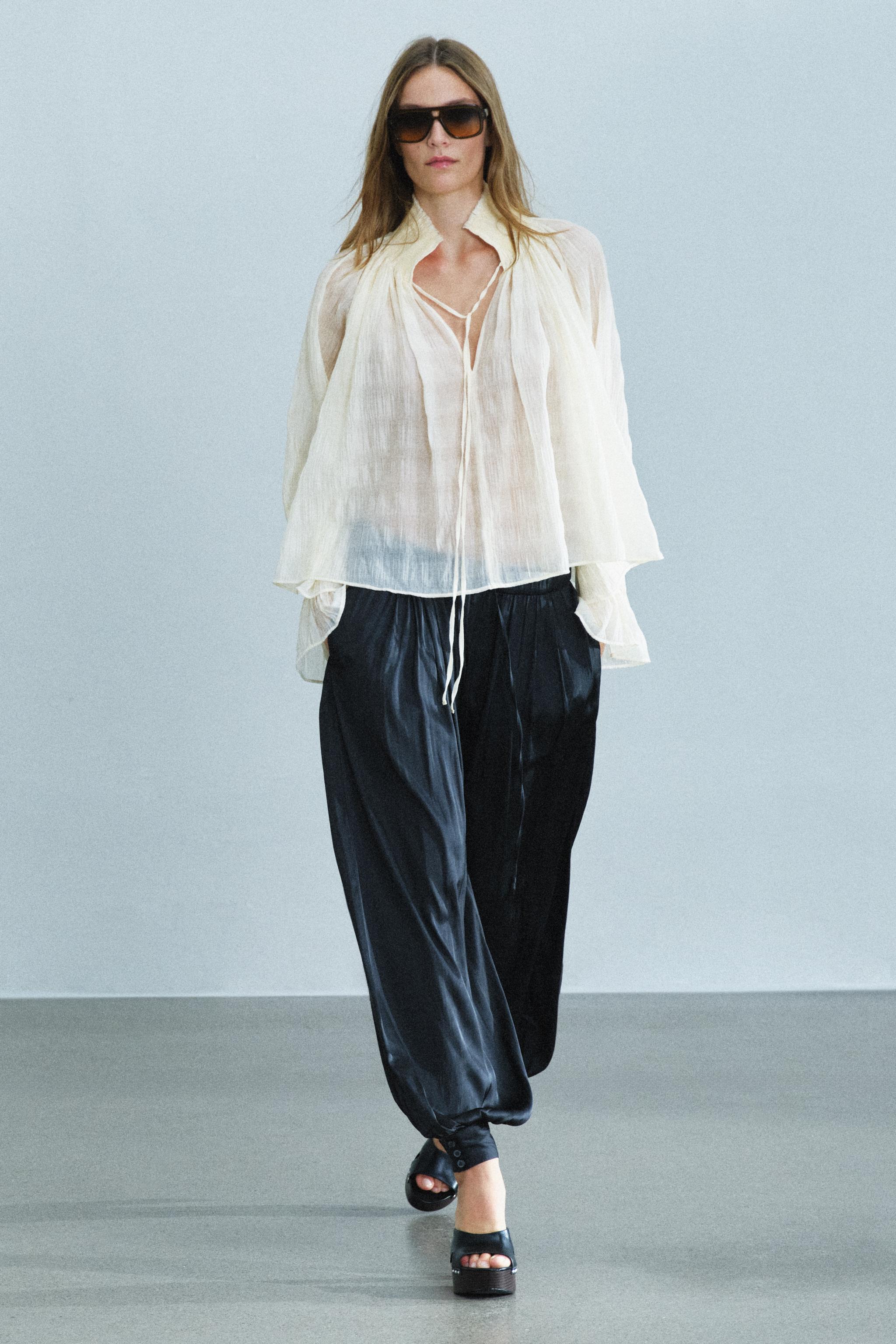 Zara SATEN YÜZEYLİ ZW COLLECTION ŞALVAR PANTOLON