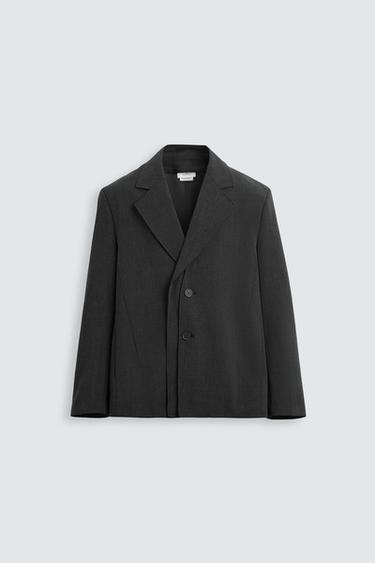 DETACHABLE COLLAR SUIT BLAZER - Grey marl by Zara