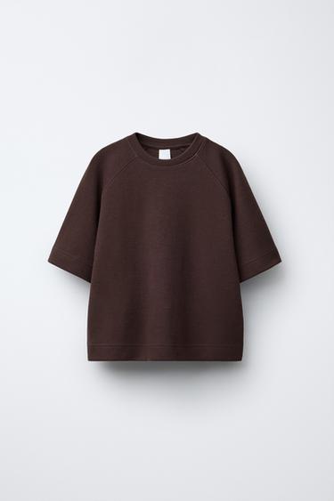 CAMISETA LISA INTERLOCK - Marrón de Zara - Imagen 0