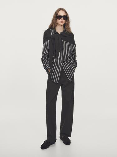 Zara Striped loose-fitting shirt - Black
