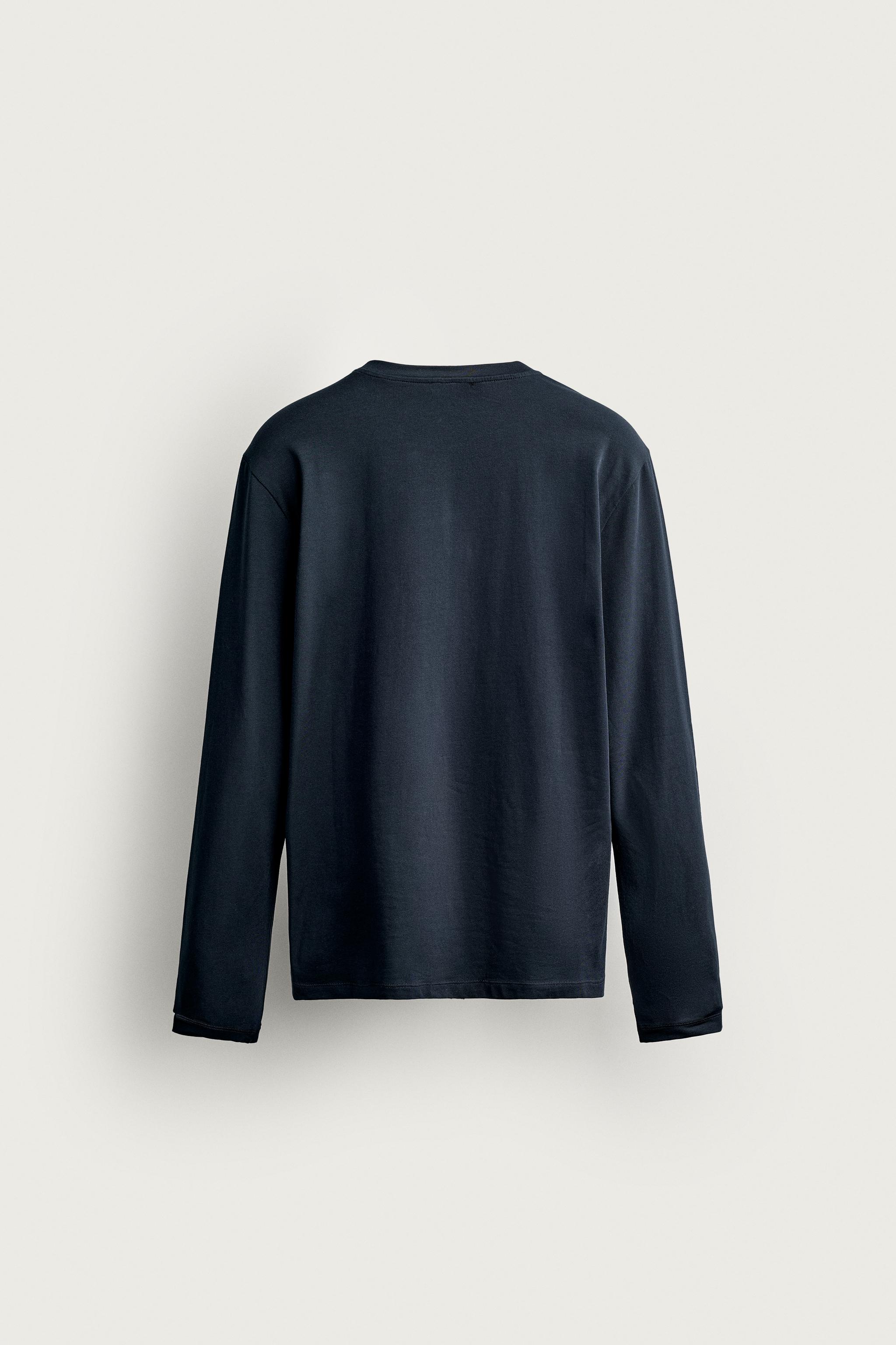LONG SLEEVE BASIC SLIM FIT T-SHIRT — Navy blue