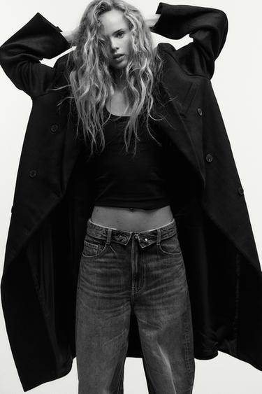 MANTEAU EXTRA LONG MÉLANGE LAINE - Noir de Zara - Image 5