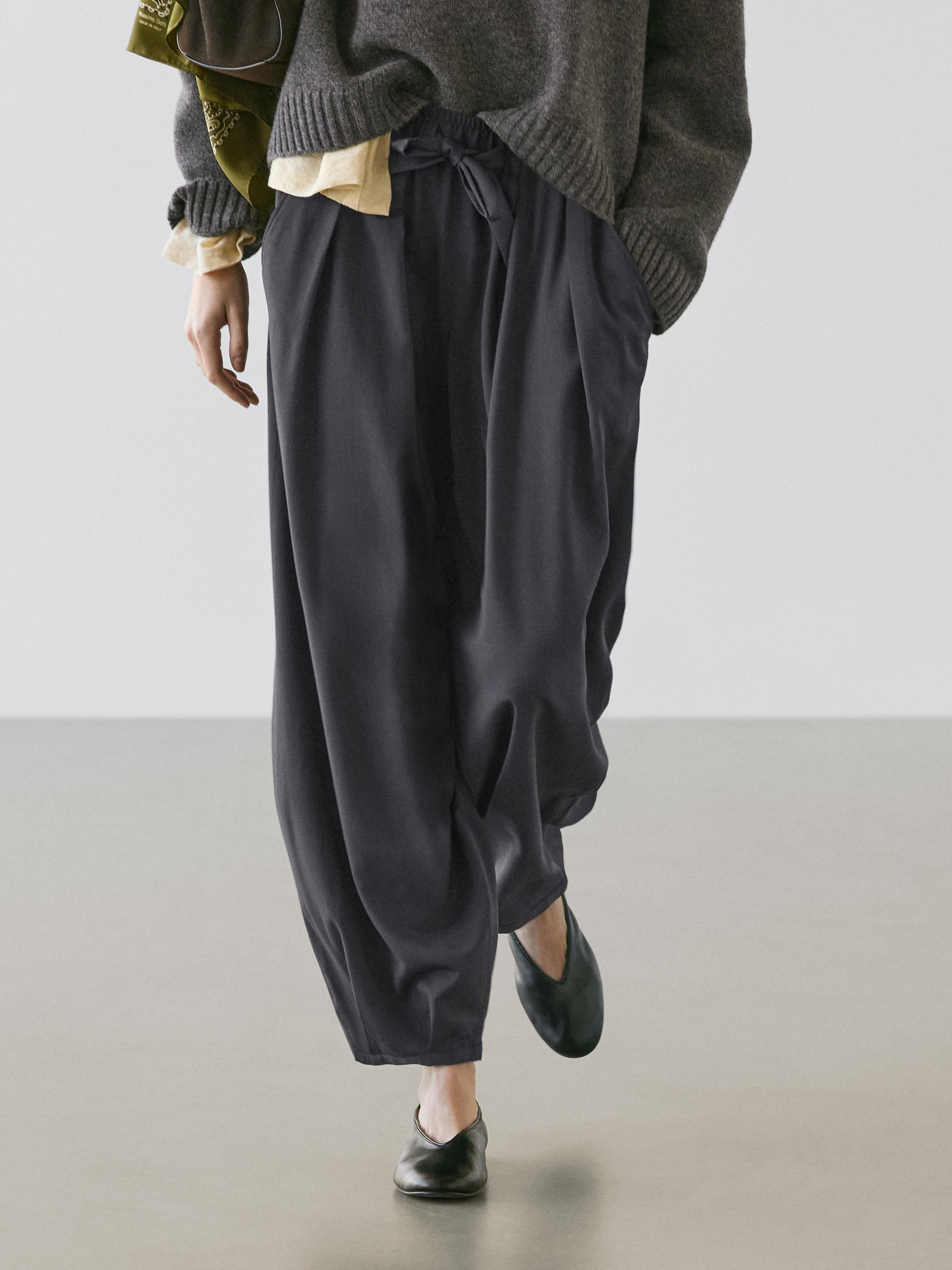 Pantalon large volume à plis