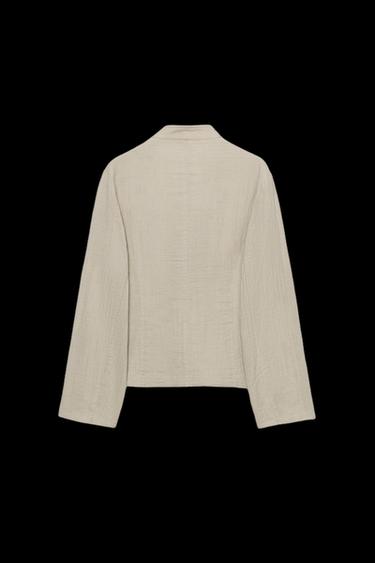 RUSTIC BUTTONED BLAZER - Grey green by Zara