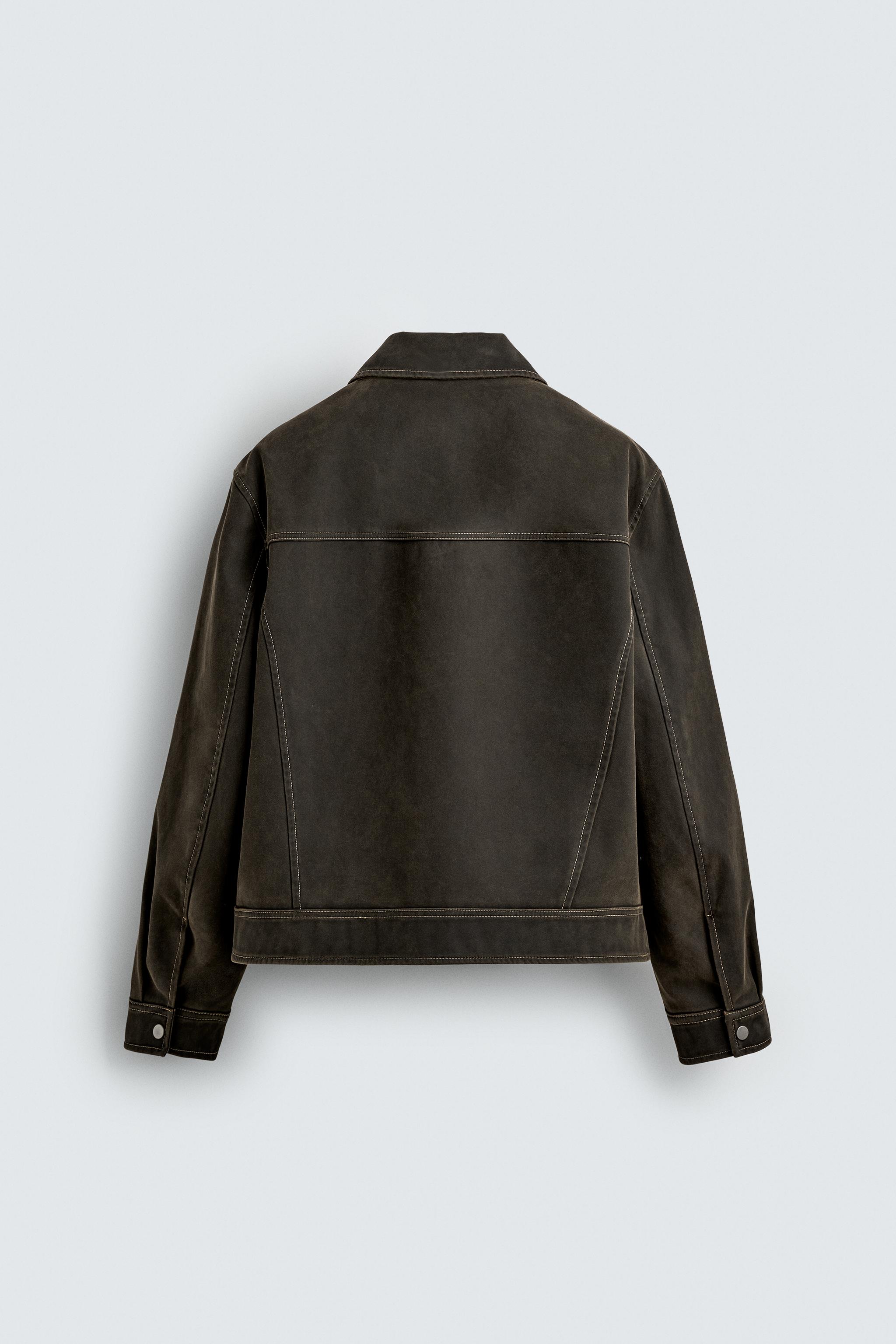 WASHED EFFECT TOPSTITCHING JACKET