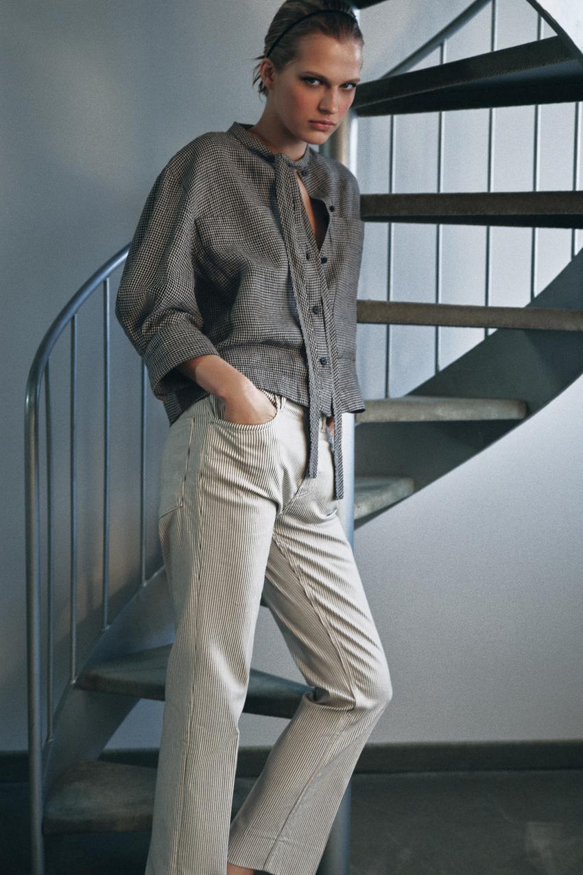 ZW COLLECTION MID-RISE CROPPED FLARE JEANS - Ecru / Marl | ZARA United  States
