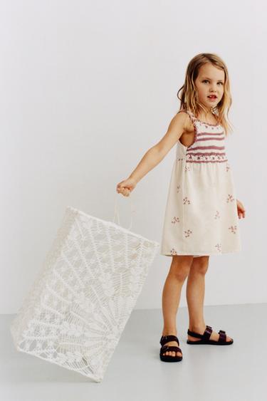 COMBINED SHORT PLAYSUIT WITH CROCHET EMBROIDERY - Ecru by Zara