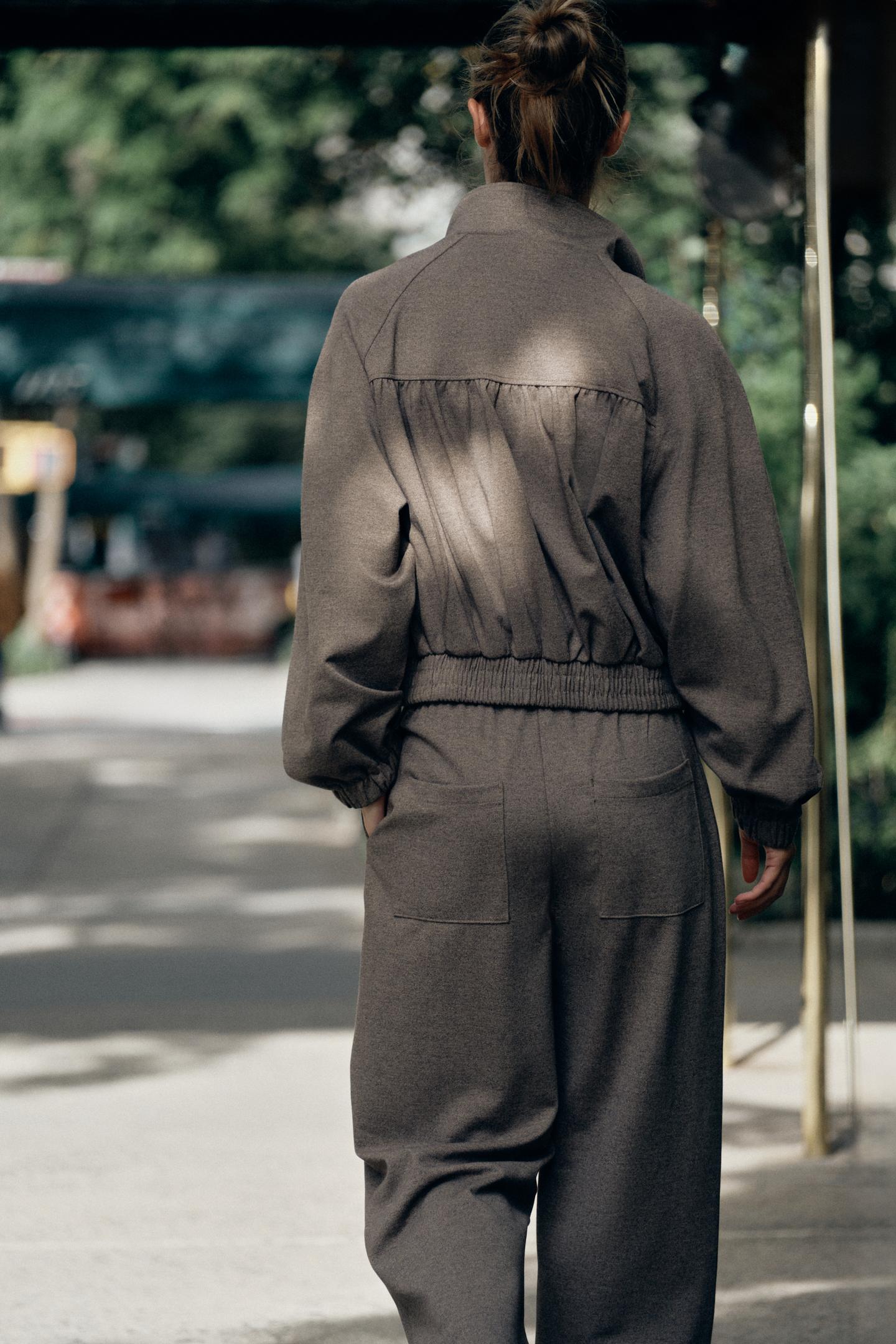 Женская куртка Zara Soft Bomber, цвет: Светлый коричневый — фото 4