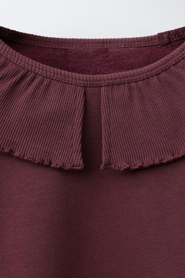 RIBBED PETER PAN COLLAR SWEATSHIRT - Burgundy by Zara - Image 2