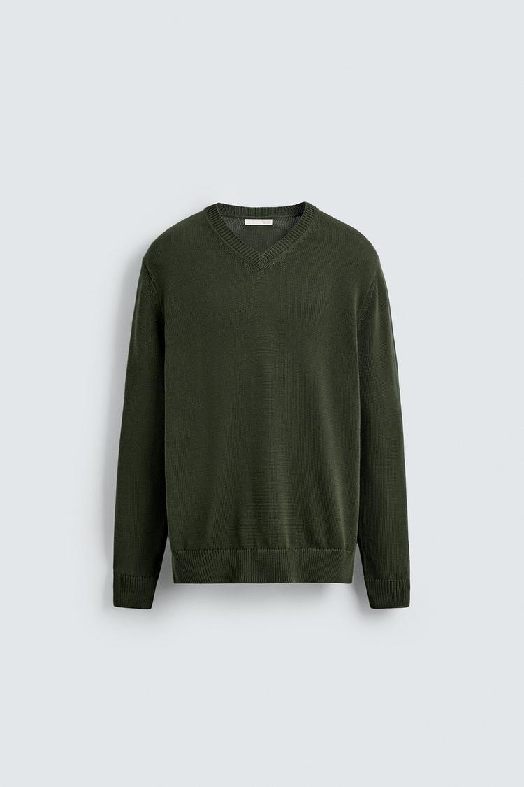 COTTON V-NECK SWEATER