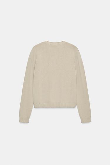 METAL BUTTON CARDIGAN - Dark camel by Zara - Image 7