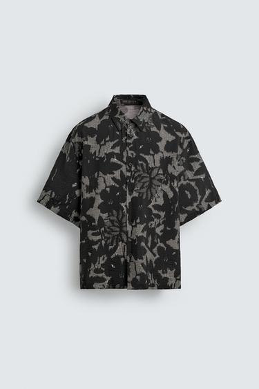 CAMISA FLUIDA ESTAMPADO COMBINADO - Negro de Zara