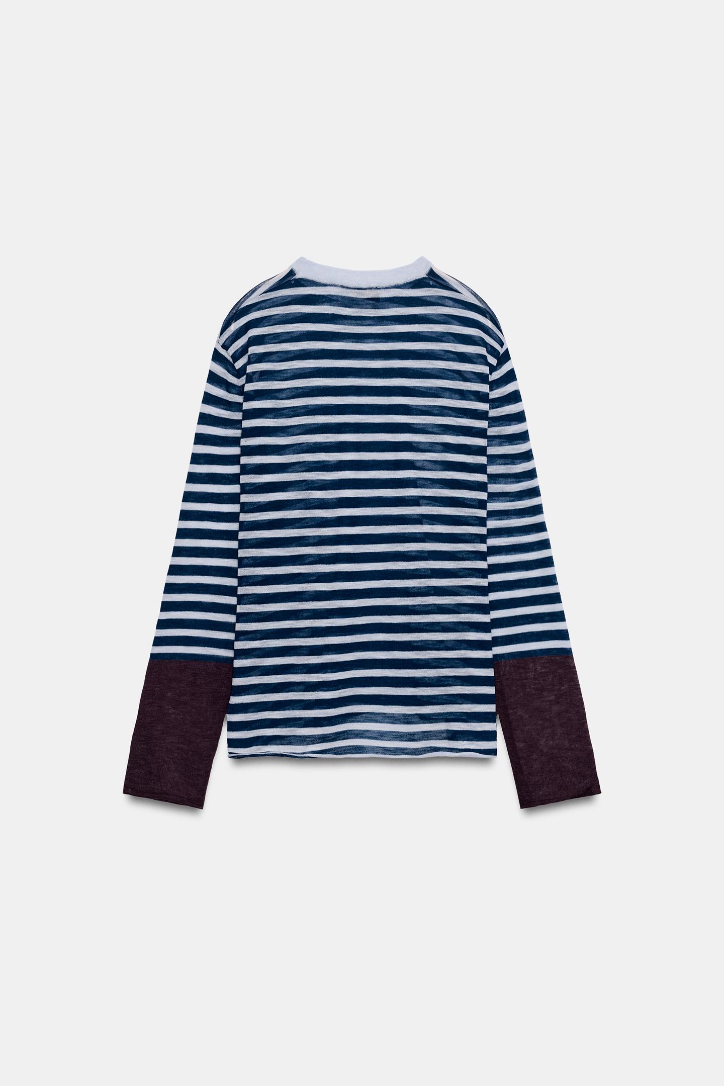 Свитер Zara Striped Knit Jumper, цвет: Синий / Тёмно-синий — фото 6