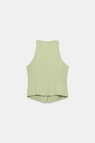TOP HALTER À NŒUDS - Vert moyen de Zara - Image 5