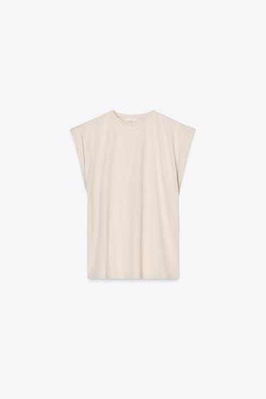 DROP SHOULDER TEXTURED T-SHIRT - Sand by Zara - Image 4