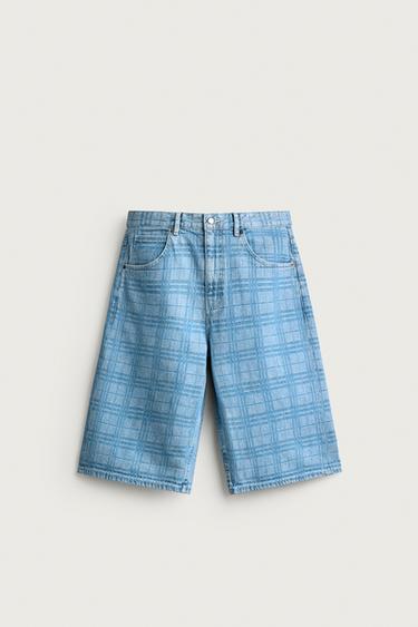 JORTS DENIM LAVADO ESTAMPADO - Azul claro de Zara