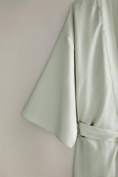 OPENWORK SATEEN DRESSING GOWN - Sea green by Zara - Image 2