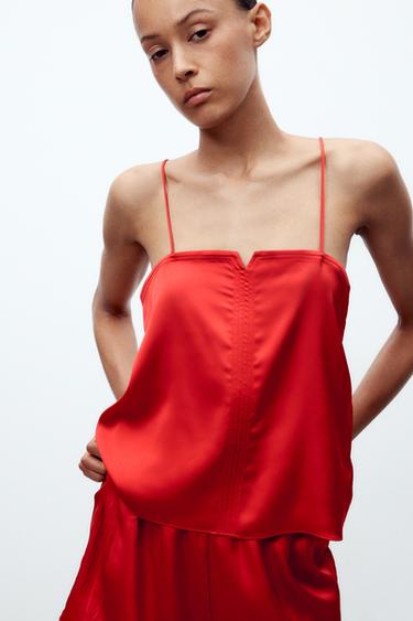 SATIN CAMISOLE TOP - Red by Zara