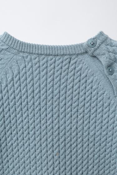 PULL EN MAILLE À TORSADES - Bleu moyen de Zara - Image 3