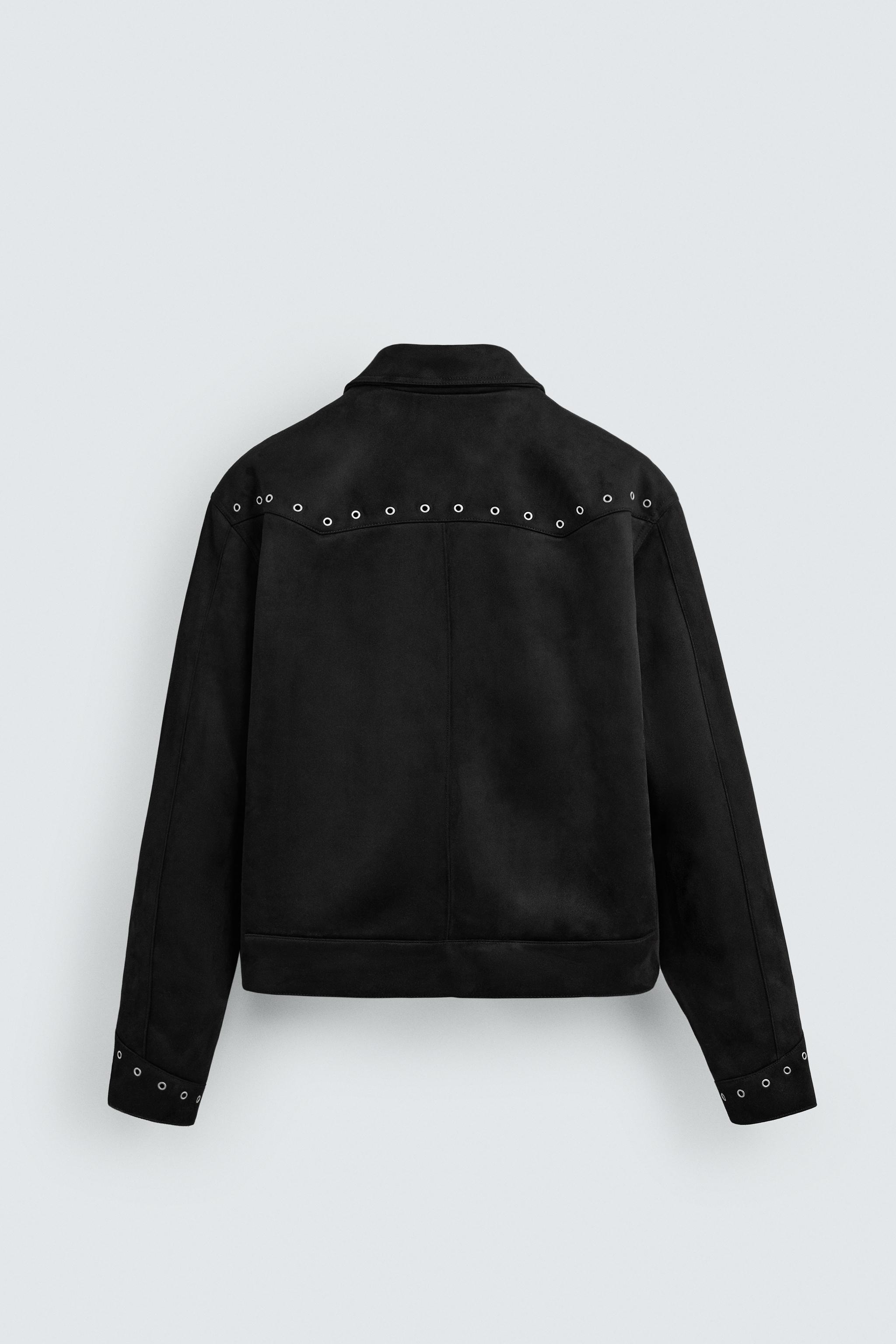 ZARA★ブラック/スエードレザー調ジャケット スプリットスエードレザージャケット - ブラック | ZARA Japan