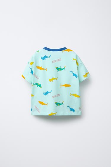 2-6 YEARS/ SHARK PRINT T-SHIRT AND BERMUDA PYJAMAS - Light blue by Zara - Image 2