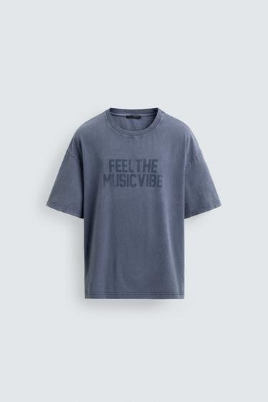 WASHED T-SHIRT WITH STUD PRINT - Blue by Zara