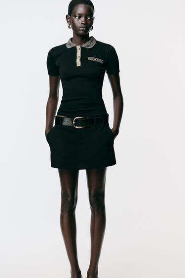 METALLIC THREAD T-SHIRT - Black by Zara - Image 0