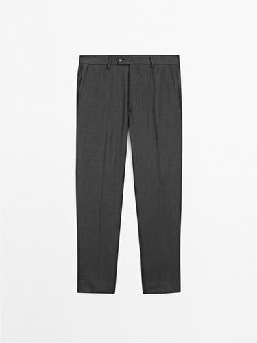 Pantalón traje 100% lana - Gris Antracita de Zara - Imagen 0