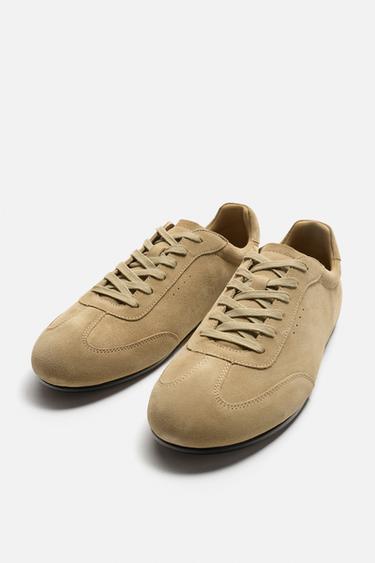 LEATHER LIMITED EDITION TRAINERS - Sand Brown by Zara - Image 3