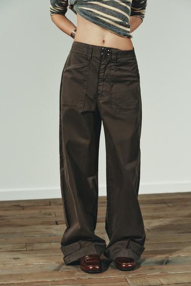 PANTALON CARGO À POCHES - Chocolat de Zara - Image 3