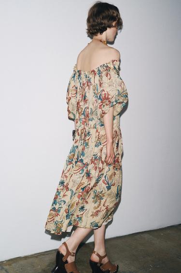 ROBE EN RAMIE IMPRIMÉE ZW COLLECTION - Sable de Zara - Image 2