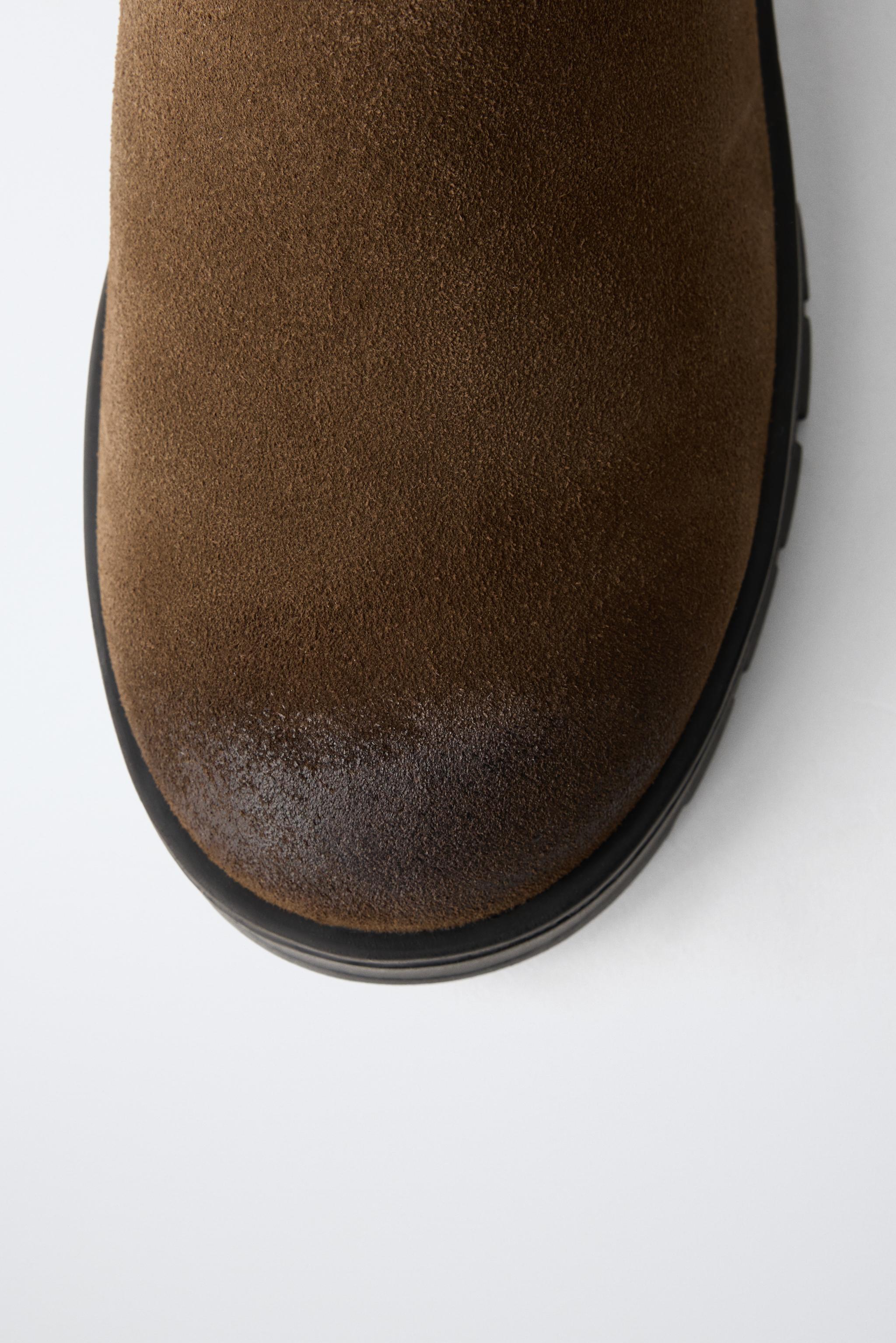 LEATHER LINED CHELSEA BOOTS - Brown | ZARA United States