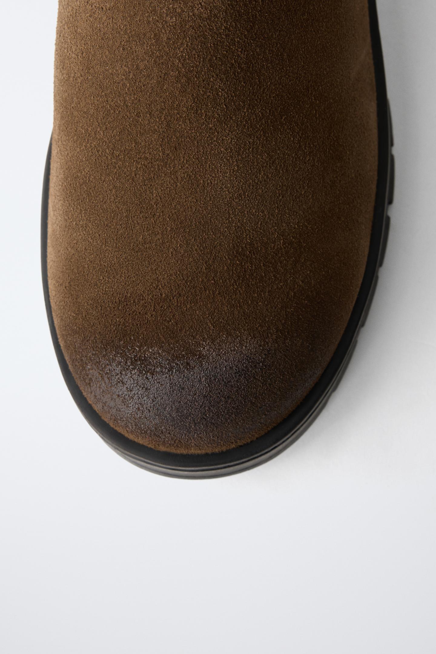 Детские ботинки Zara Leather Lined Chelsea, цвет: Коричневый — фото 6
