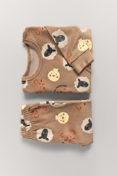ANIMAL PRINT VELOUR SLEEPSUIT - Brown by Zara